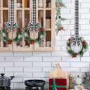 Crowye 12 Pcs Small Mini Christmas Cabinets Wreaths for Kitchen with Ribbon 10'' Hanging Artificial Green Leaves Decor Berry for Window Front Door Kitchen Wall Decor (Black and White)