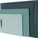 COOK WITH COLOR Non-Slip Cutting Board Set  Kitchen Essentials with Easy Grip Handle for Meat, Veggies, and Fruits, 3 Cutting Boards, Teal