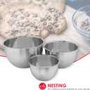 Home Basics 3 Piece Stainless Steel Nesting Mixing Bowls | Measurements on Inside | 48 oz. 96 oz. 160 oz. Sizing | High Sides for Easy Mixing