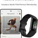 Fitbit Charge 6 Fitness Tracker with Google apps, Heart Rate on Exercise Equipment, 6-Months Premium Membership Included, GPS, Health Tools and More, Obsidian/Black, One Size (S & L Bands Included)