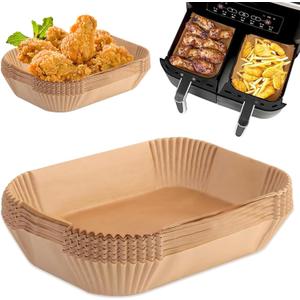 300pcs Air Fryer Liners Disposable,Disposable Non-Stick Baking Paper,Heat-Resistant & Non-Stick Fit for 5-8QT Air Fryers Sheets for Ninja DZ201 DZ401 Dual Basket (9 * 5.5IN Rectangle)