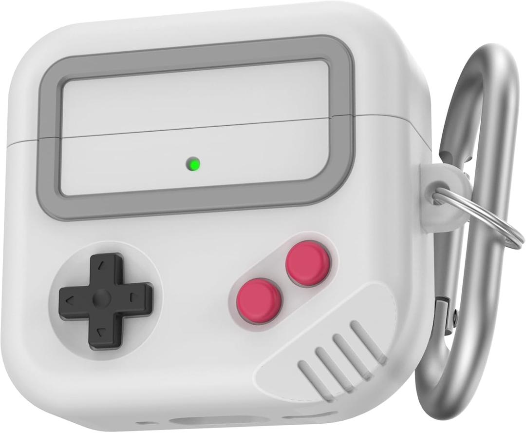 AirPods 4 Case, Silicone Game Design 2024 Case for Apple AirPods 4 Generation with Active Noise Cancellation, Cute Cover for AirPod 4 Gen for Women/Men (Light Grey)