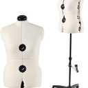 Beige Adjustable Dress Form Mannequin for Sewing Female Size 12-18, Pinnable Model Body with 13 Dials, Detachable Casters, 42.5"-60" Height Range for Clothing Display, Medium to Large
