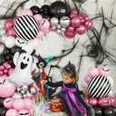 Halloween Balloons Arch Kit Pink and Black Balloons Garland with Ghost Foil Balloon 18 Inch Striped Balloon for Girls Night Pink Halloween Boo Spooky One Scary Birthday Baby Shower Party Decor