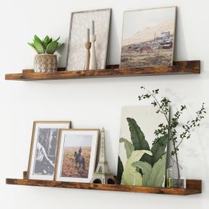 Picture Ledge Shelf, Floating Shelves for Wall, 36" W Set of 2, Brown