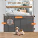 Retractable Baby Gate, 55" Wide Mesh Gate with 4 Reinforced Rods, Prevents Kids & Dogs from Crawling Under, 34" Tall Easy-to-Use Pet Gate for Stairs, Bedrooms, Hallways, Indoor/Outdoor, Gray