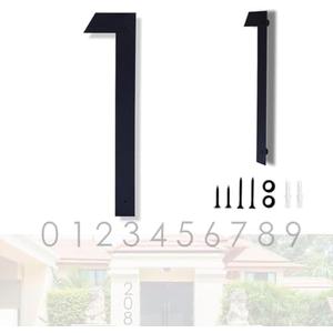 16 Inch Modern House Numbers for Outside,Large Black Metal House Numbers,House Address Numbers for House Address Apartments Wall Door Hotel Garage Gate with Nail Kit Number 1