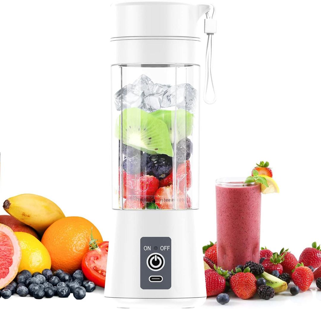 Portable Blender Personal Blender Mini Smoothies Shakes Juicer Cup USB Rechargeable White