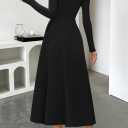 MEROKEETY Women's Fall Long Sleeve Wedding Guest Dresses 2025 One Shoulder Elegant Formal Pleated Midi Maxi Dress (Black, XL)