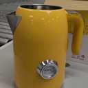 SUSTEAS Electric Kettle - 57oz Hot Tea Kettle Water Boiler with Thermometer, 1500W Fast Heating Stainless Steel Tea Pot, Cordless with LED Indicator, Auto Shut-Off & Boil Dry Protection, Retro Yellow