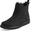 Polar Womens Memory Foam Chelsea Nubuck Boot Waterproof Rubber Welted Stitch Outsole Faux Fur Lined 41