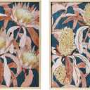 Creative Co-Op Floral Prints with Solid Wood Frame, Set of 2
