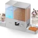 Rojeco 36Cups/8.5L Pet Automatic Cat Feeder and Gravity Water Dispenser,Stainless Steel Bowls 2-in-1 Set Large Capacity 5L Food Feeder and 3.5L Water Fountain for Cats,Pets,Small Dogs,Grey