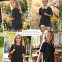 Yooo's Vivi Girls Oversized T Shirts Short Sleeve Crewneck Kids Summer Tops Teen Casual Basic Tees 5-14 Years (Black)