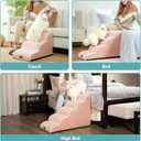 COZY KISS Dog Stairs for Small Dogs 19.7" H, Curved Dog Step for Puppy, Older or Cat, Medium Pet Ramp for Sofa, Couch or Bed, Ladder with High Density Foam, 4 Step, 15.7x28.3x19.7 inch, Pink