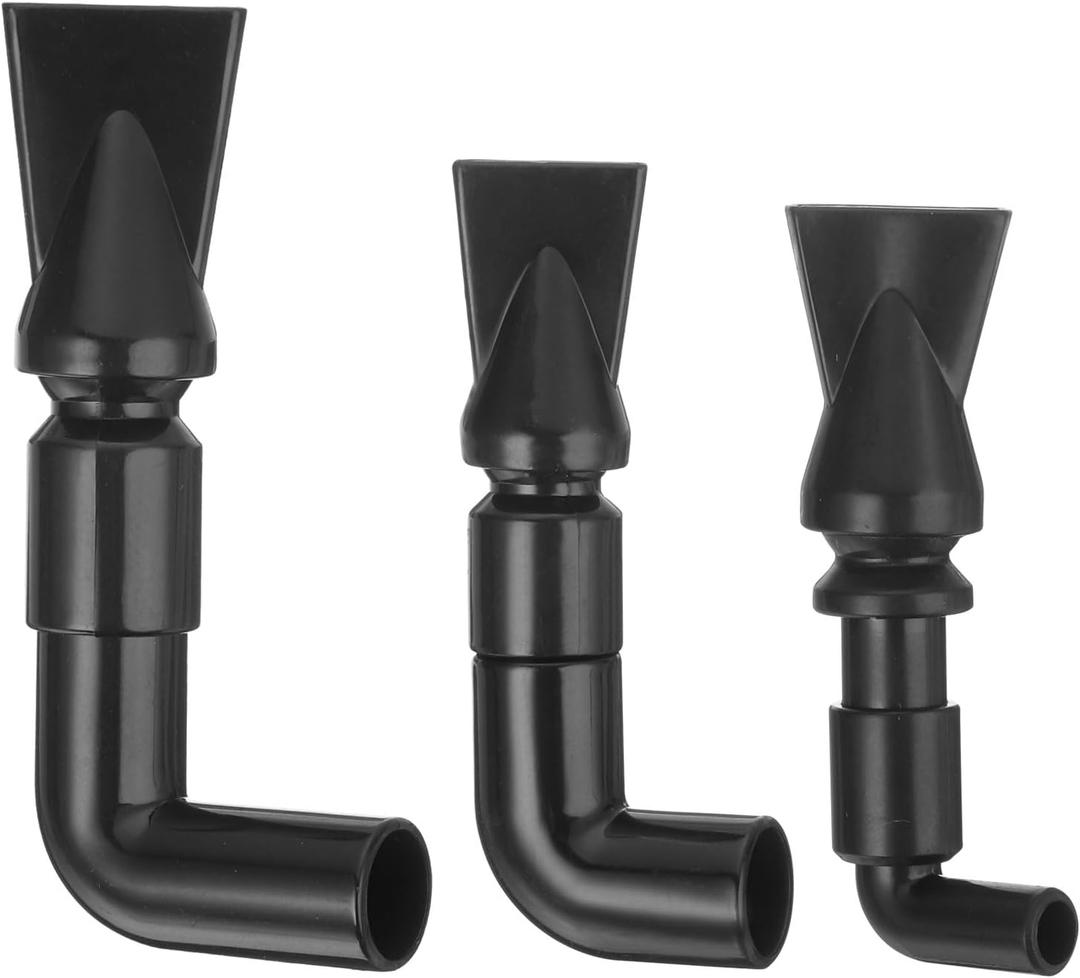 uxcell 3Pcs Aquarium Nozzle, 360Free Rotate Plastic Aquarium Pump Nozzle, 8mm/15mm/19mm OD Flat Water Outlet Return Pipe Fitting for Aquariums Fish Tanks(Black)