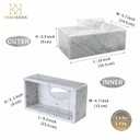 Natural Marble Tissue Box Cover, Carrara White Tissue Organizer 10 x 5.7 x 3.5 inch, Heavy Stone Decorative Box, Rectangle Tissue Box Holder for Home Decor, Kitchen, Bathroom, Bedroom