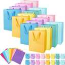 MIMIND 16 Pack 13 x 10 x 4 Inch Large Size Pastel Rainbow Gift Bags with Handles Colorful Paper Gift Bags with 32 Tissue Paper Sheets for Birthday Baby Shower Wedding Shopping, 8 Pastel Rainbow Colors