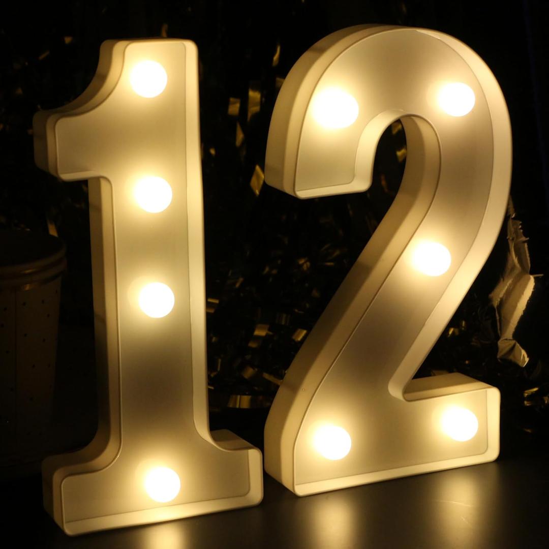 H:8.26 Inches Light Up Numbers 12 Sign, Happy 12th Birthday Decorations for Girls, 12 Year Old Birthday Decorations for Boys, 21st Party Decorations