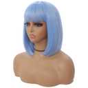 Light Blue Bob Wig with Bangs for Women 12 Inch Short Straight Blue Wigs Synthetic Colored Wigs