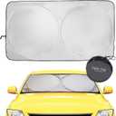 kinder Fluff Patented Windshield Sunshade | Reflective & Foldable Windshield Sun Cover & 99% UV Rays Block | Car Window & Car Interior Accessories Sunshades for Windscreen & Dashboard - S (59x28in)