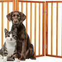 Pet Gate - 3-Panel Indoor Foldable Dog Fence for Stairs or Doorways - 54x24-Inch Retractable Wood Freestanding Dog Gates by PETMAKER (Mahogany)