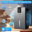 Dehumidifier, Dehumidifiers for Home, 98 OZ Water Tank, (1000 sq.ft) Quiet Dehumidifier for Basement Bathroom Bedroom with Humidity Display, Auto Shut Off, Relaxing 7 Color Ambient Light(Gray)