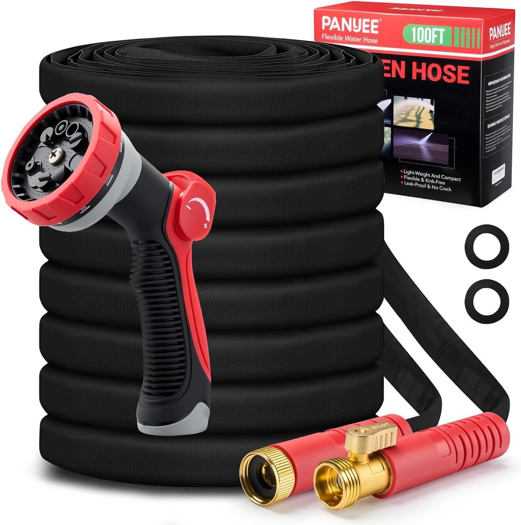 Panyee Upgraded 100FT Non-Expanding Garden Hose, Lightweight, Flexible Ultra-Light Water Hose, Burst-Resistant, Lead-Free, Anti-Kink, High-Pressure