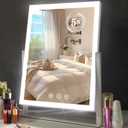 ViKert Light up Makeup Mirror for Vanity, Desk Mirror with Light with 5X Magnification Mirror, Light up Vanity Mirror, Led Mirror for Desks, Makeup Vanity Mirror, 3 Color, Touch Control