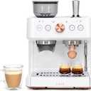 Caf Bellissimo Semi Automatic Espresso Machine + Milk Frother | WiFi Connected, Smart Home Kitchen Essentials | Built-In Bean Grinder, 15-Bar Pump & 95-Ounce Water Reservoir | Matte White