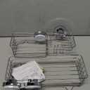 LEVERLOC Shower Caddy Suction Cup, 2 Pack Heavy Duty Bathroom Organizer for Inside Shower with Hooks & Soap holder, Removable and Rustproof Silver bathroom Holder Storage