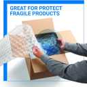 Bubble Cushioning Wrap Rolls, 3/16" x 12" x 72' ft Total [2 Rolls of 36 Feet] Perforated Every 12", 20 Fragile Stickers for Packaging, Shipping, Mailing (Clear)