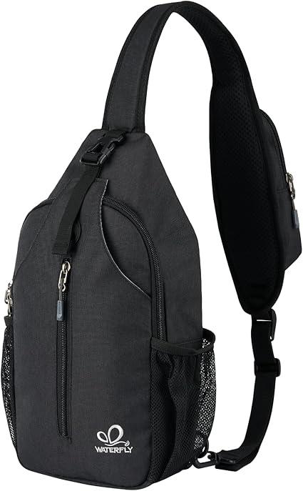 WATERFLY Crossbody Sling Backpack Sling Bag Travel Hiking Chest Bag Daypack