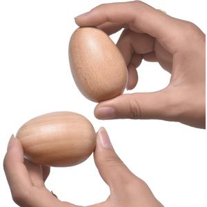 Wood Egg Shakers Set, Musical Percussion Instruments, Natural Finish (2 PCS)