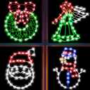 4 Pack Christmas Window Silhouette Lights Decorations, Santa Claus, Wreath, Angel, Snow Man Christmas Window Light for Holiday Wall Door Window Decorations