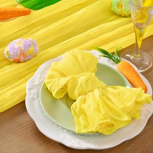 DeZerlor 5 Pack Lemon Yellow Cheesecloth Napkins Washable Summer Yellow Cloth Napkins Set of 20 Cotton Gauze Dinner Table Napkins Bulk 21x21 Inches Lemon Decorations for Baby Shower Wedding Birthday