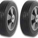 (2- Pack) Run-Flat Solid Rubber Replacement Tire 8" x 2'' with a 1/2" axle for Hand Trucks, Wheelbarrows, Dollies, Trolleys and More Run Flat with 500 lbs Max Load
