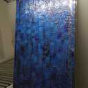 MyArton Large Abstract Dark Blue Square Wall Art Hand Painted Textured Oil Painting on Canvas Ready To Hang 60x30inch