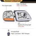 CNNELL LED Headlight Fit F150 1998-2002/Ford F250 1998-1999