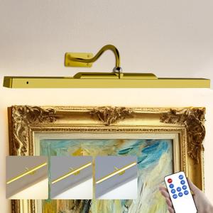 24 Inch Battery Powered Picture Light - Gold Wireless Wall Sconce with Remote & Timer for Photos, Paintings, Art & Home Gallery (1 Pack)