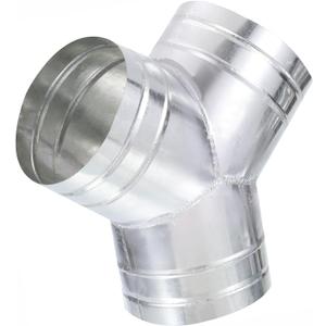 TOP-VIGOR 6" Inch to 6" Inch Y Shape Duct Splitter, 90 Degree Dust Fitting Adapter, 3 Way Duct Hose Connector, Galvanized Steel Branch for Exhaust Fan, Dryer Vent Hose, Industrial HVAC Ventilation