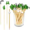 200pcs Golf Cocktail Picks, 4 Style Wooden Golf Drink Stirrers Decorative Martini Skewers Exquisite Cocktail Appetizer Picks for Party Decorations Supplies