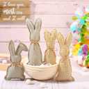 4 Pieces Easter Rustic Bunnies, Farmhouse Easter Decor Bunny Stuffed Fabric Rabbit Spring Decor for Easter Home Desk Counter Tiered Tray Basket Bowl Fillers Rabbit Collections