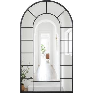 42"x 24"Black Arched Window,Modern Accent Décor, Large Mirrors Decorative Vintage Wall-Mounted Mirror for Living Room, Bedroom, Entryway, Bathroom