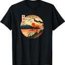 Japanese Red Sunset and mountain Asian Fuji Kanji Japan art T-Shirt, Size: 2XL