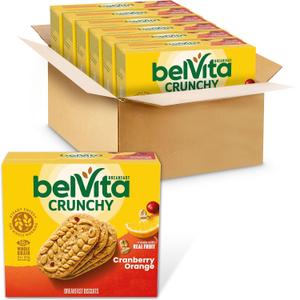 belVita Breakfast Bars, Cranberry Orange, 30 Total Packs, 6 Boxes (4 Biscuits per Pack) (EXP 04/01/26)