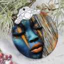 Christmas Decorations Ornaments, Stained Glass Ornament, Christmas Tree Ornaments, 2025 Gift Ornament, Xmas Gift for Friend Family Coworker - African Mask