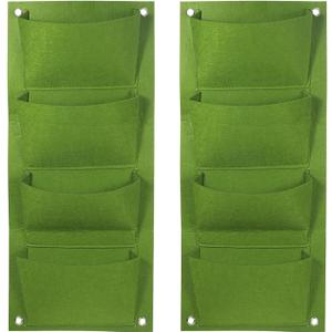 PATIKIL 4 Pockets Vertical Hanging Grow Bags, 2 Pcs Wall Hanging Planter Bags Wall-Mounted Felt Fabric Planting Grow Bags for Garden Home Decoration, Green PATIKIL 4 Pockets Vertical Hanging Grow Bags, 2 Pcs Wall Hanging Planter Bags Wall-Mounted Felt Fabric Planting Grow Bags for Garden Home Decoration, Green