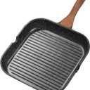 ESLITE LIFE 9.5 Inch Nonstick Grill Pan for Indoor Cooking, Versatile Induction Square Large Grilling Skillet Steak Pan for Stove Tops, PTFE & PFOA Free, Black