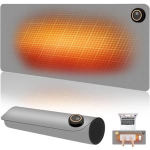 Heated Desk Pad,Heated Mouse Pad 5 Heating Levels & 3 Hours Auto Shut-Off Waterproof PU,Heated Desk Mat  31.5 x 13 inch for Office,Gaming,Foot Warmer(Grey)
